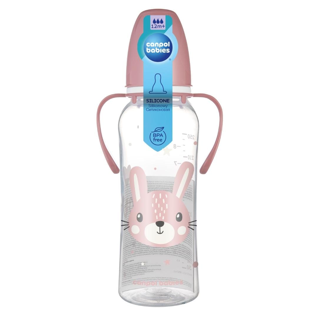 CANPOL BABIES- Standard Narrow Neck Bottle Cute Animals with Handles- 250Ml
