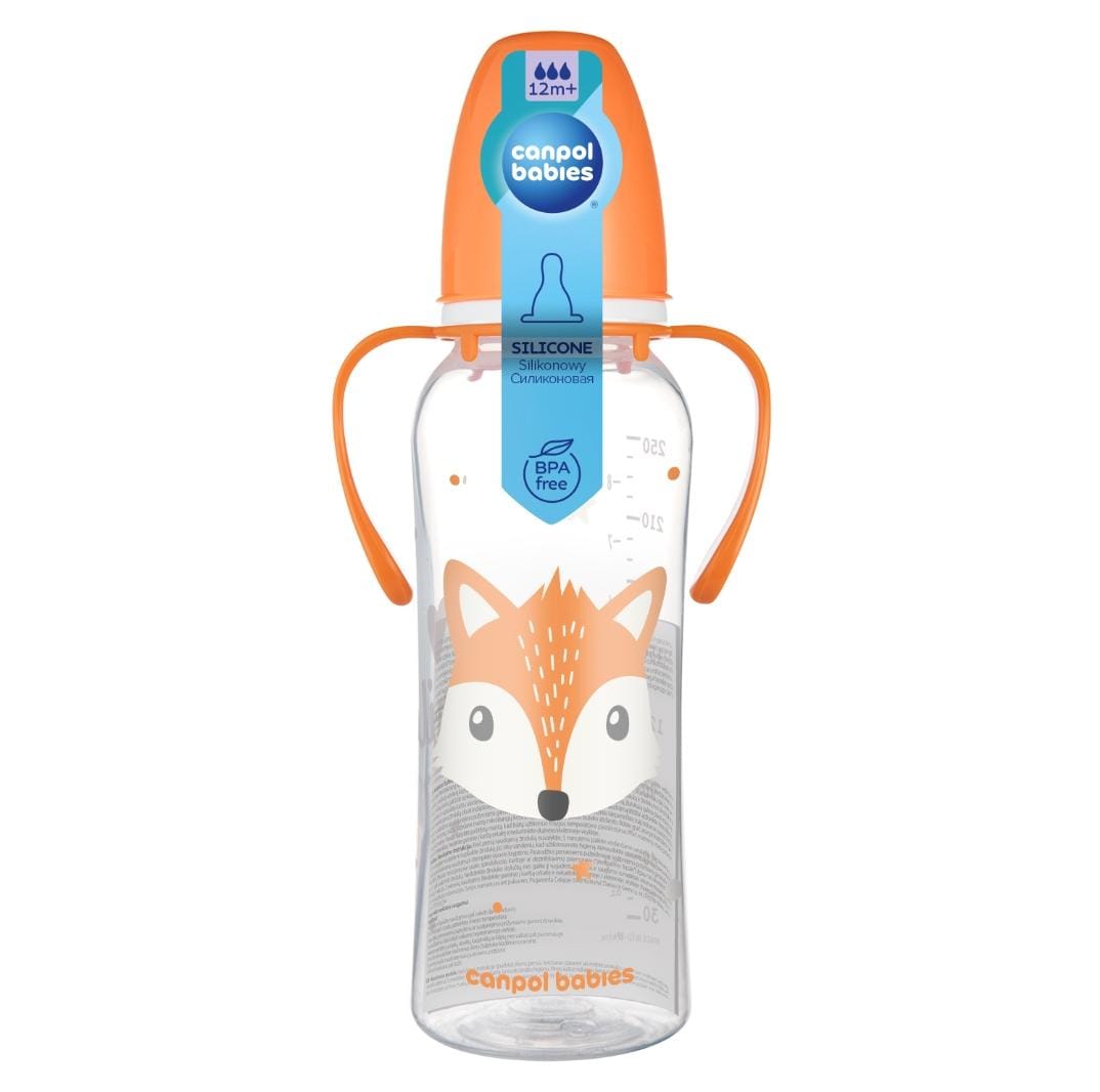 CANPOL BABIES- Standard Narrow Neck Bottle Cute Animals with Handles- 250Ml
