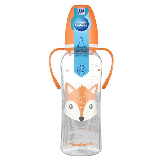 CANPOL BABIES- Standard Narrow Neck Bottle Cute Animals with Handles- 250Ml