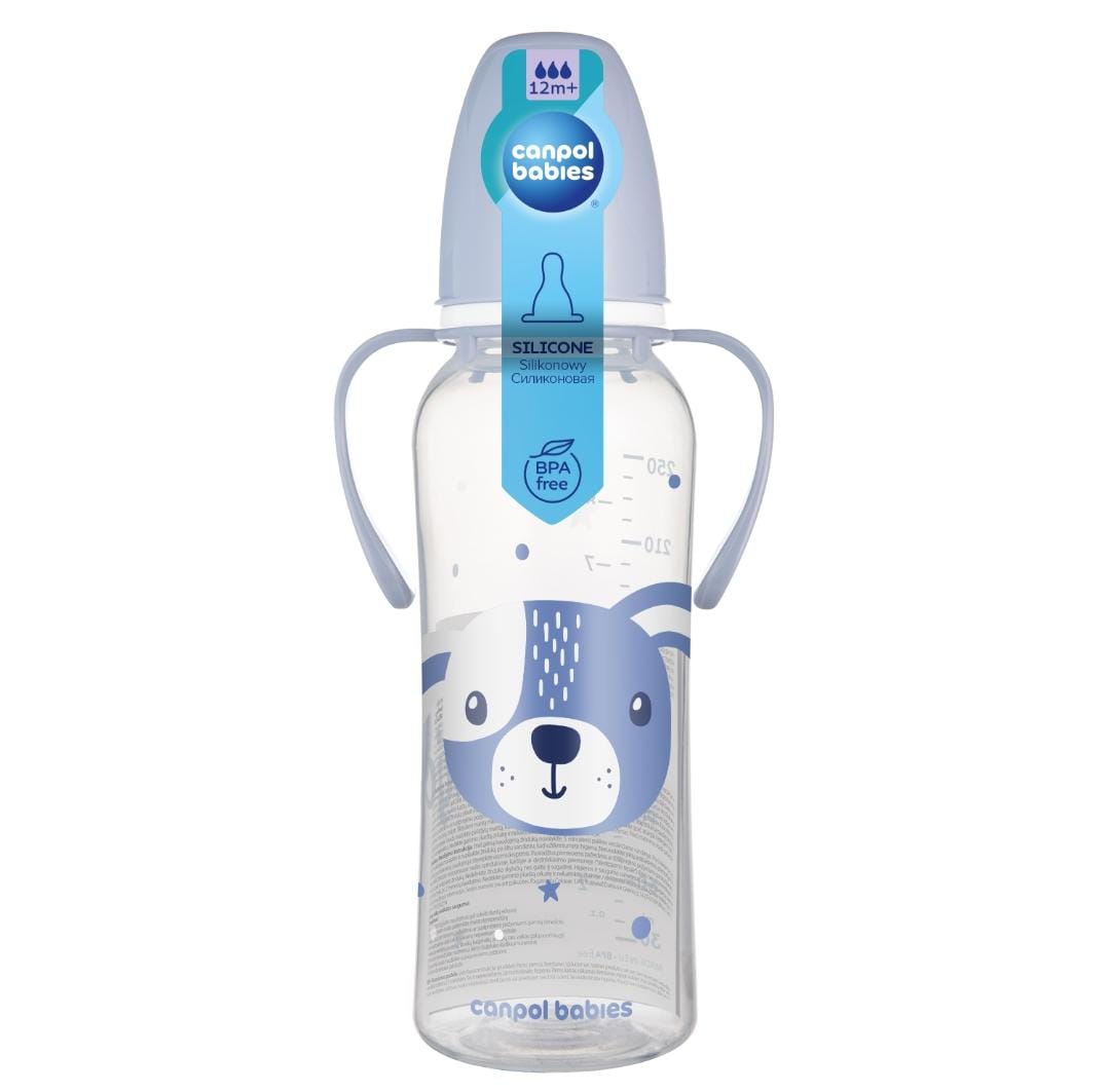 CANPOL BABIES- Standard Narrow Neck Bottle Cute Animals with Handles- 250Ml