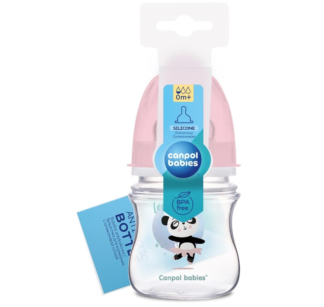CANPOL BABIES- Anti-Colic Wide Neck Bottle with Exotic Animals Painting- 120Ml