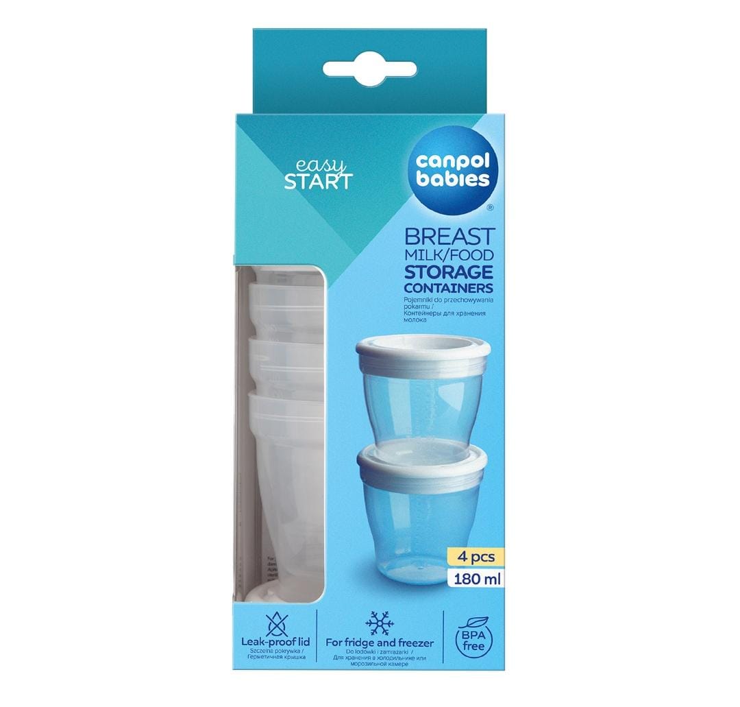 CANPOL BABIES- Breast Milk Food Storage Containers- 4 Pcs- 180Ml
